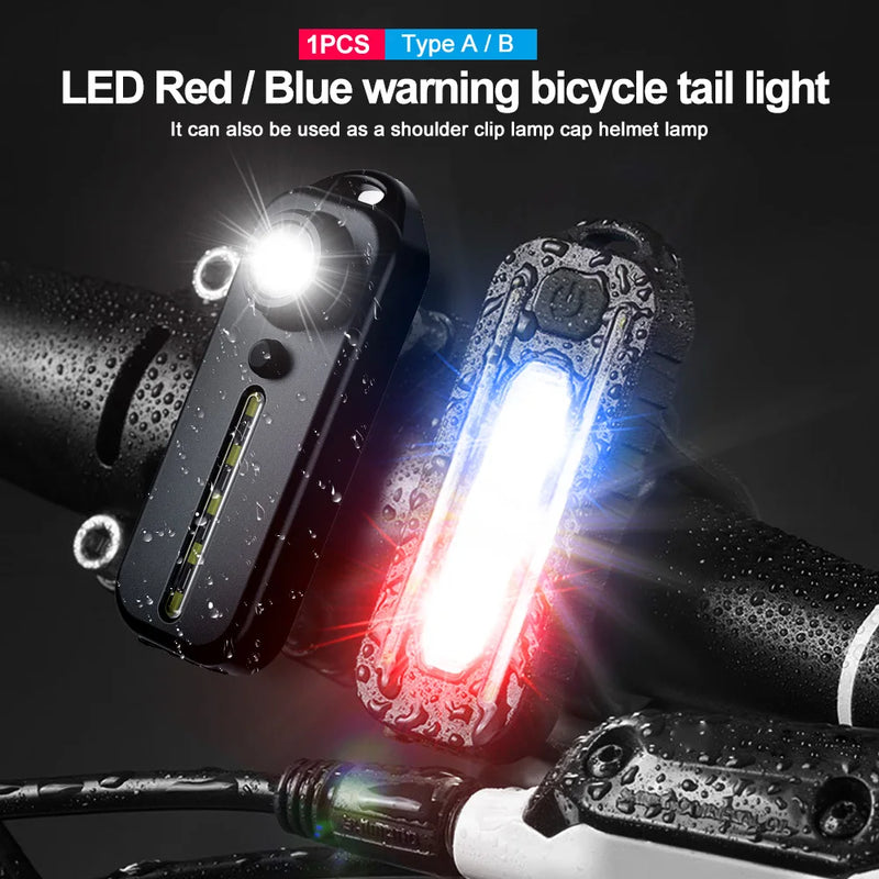 Lanterna de Emergência LED Cautela Cores Vermelha e Azul com Clip - Carregamento USB, Luz de Alerta para Ombro e Lanterna Traseira de Bicicleta