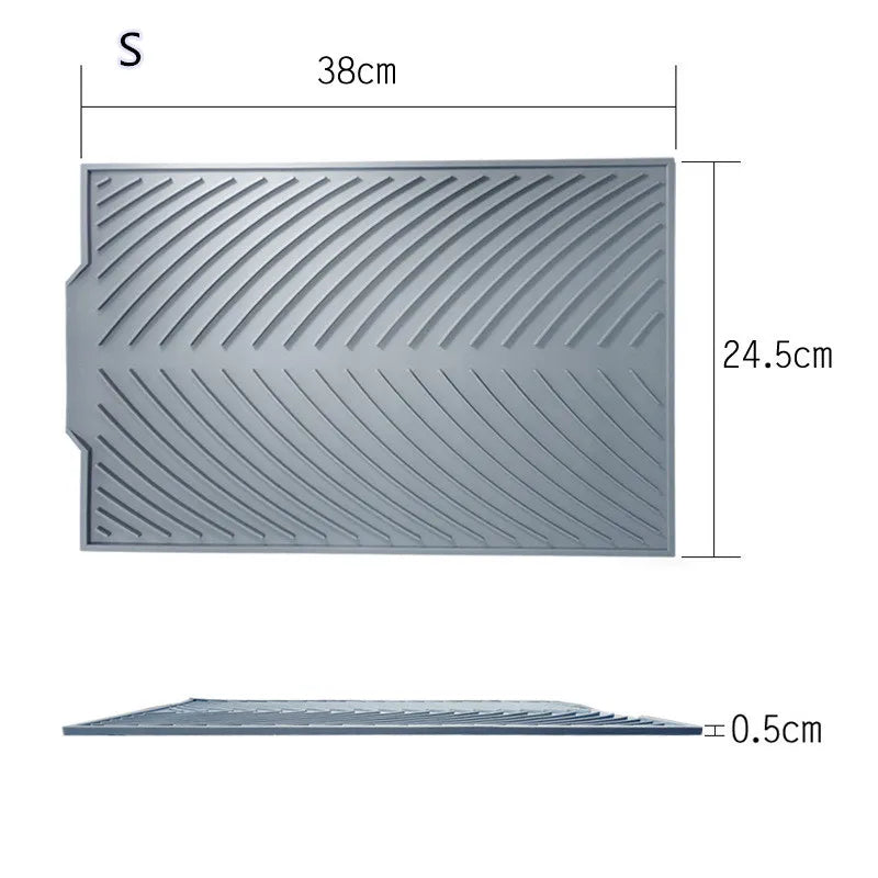 Tapete de Dreno de Silicone para Cozinha - Grande Organizador de Secagem para Louças e Utensílios